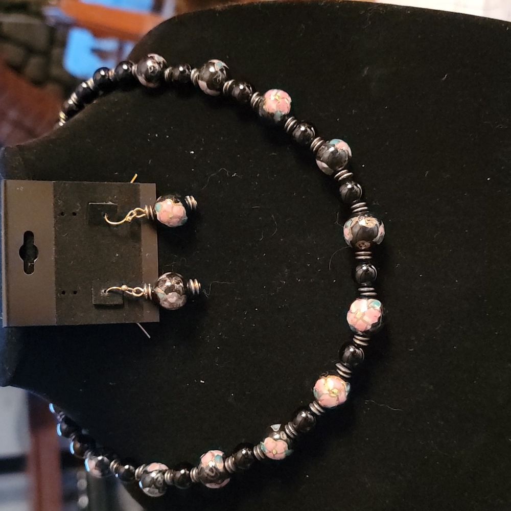 Hand Painted Japanese Jewelry Set
